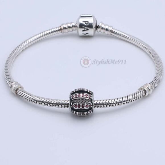 Authentic PANDORA Pink Openwork Pavé Barrel Charm - 791115CZS - Picture 5 of 10